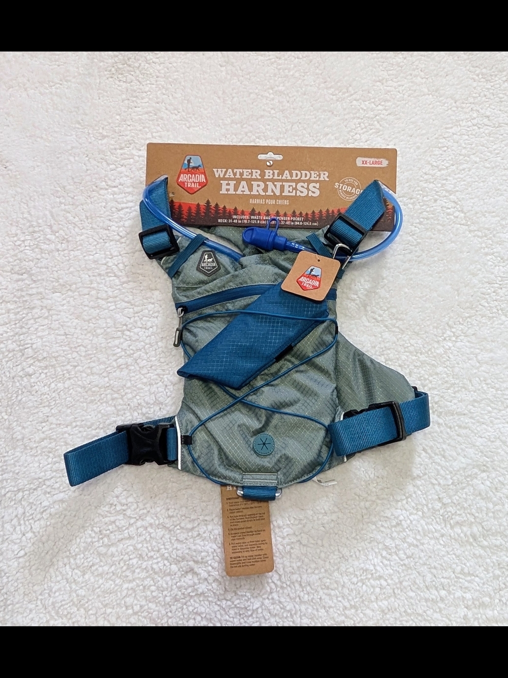 Arcadia Dog Water Bladder Harness - Blue/Grey, Size XX-Large
